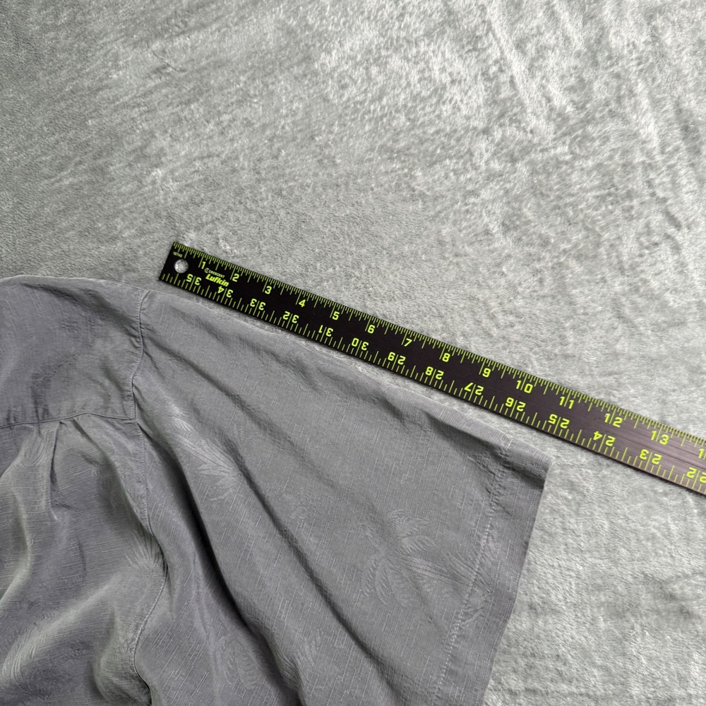Tommy Bahama XXL Silk Gray Palm Tree Camp Shirt Button Down Shirt - Picture 7 of 8